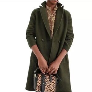 J. Crew • DaphneTopcoat in Italian Boiled Wool Olive Green Coat